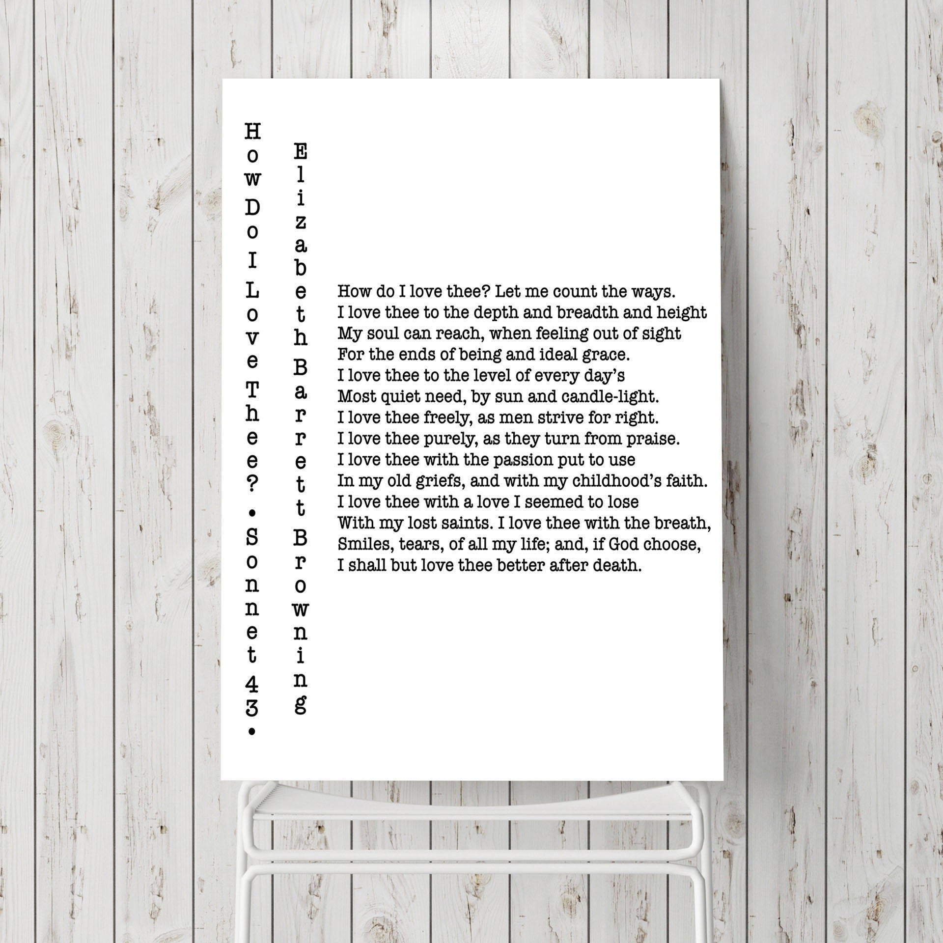 How Do I Love Thee Print – Elizabeth Barrett Browning Sonnet 43 Poetry Wall Art