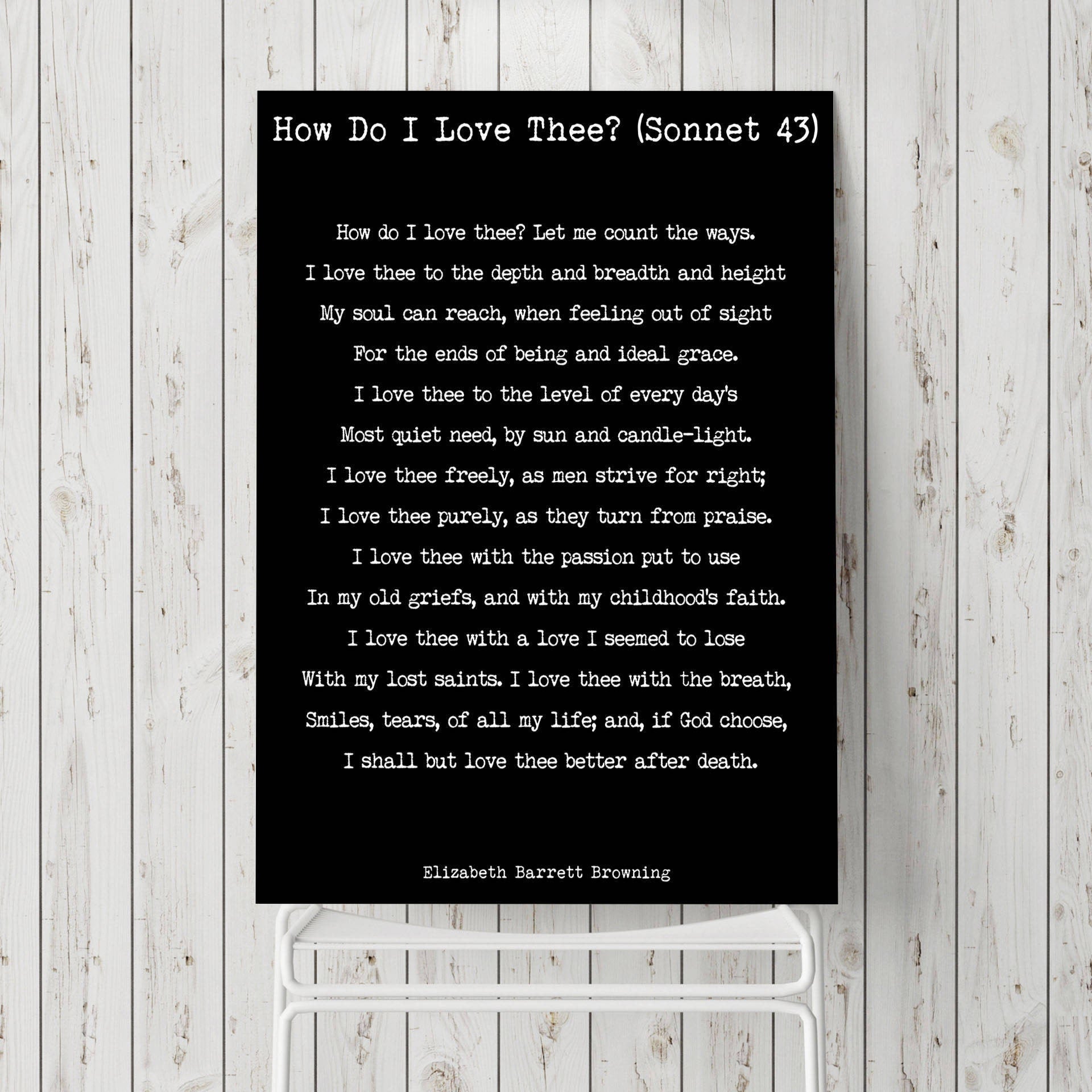 Elizabeth Barrett Browning, How Do I Love Thee unframed Wall Art Print