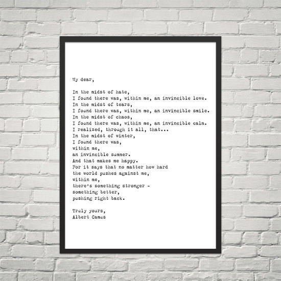 Ready to hang framed art print, 20x16 poem wall decor
