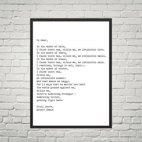 Ready to hang framed art print, 20x16 poem wall decor
