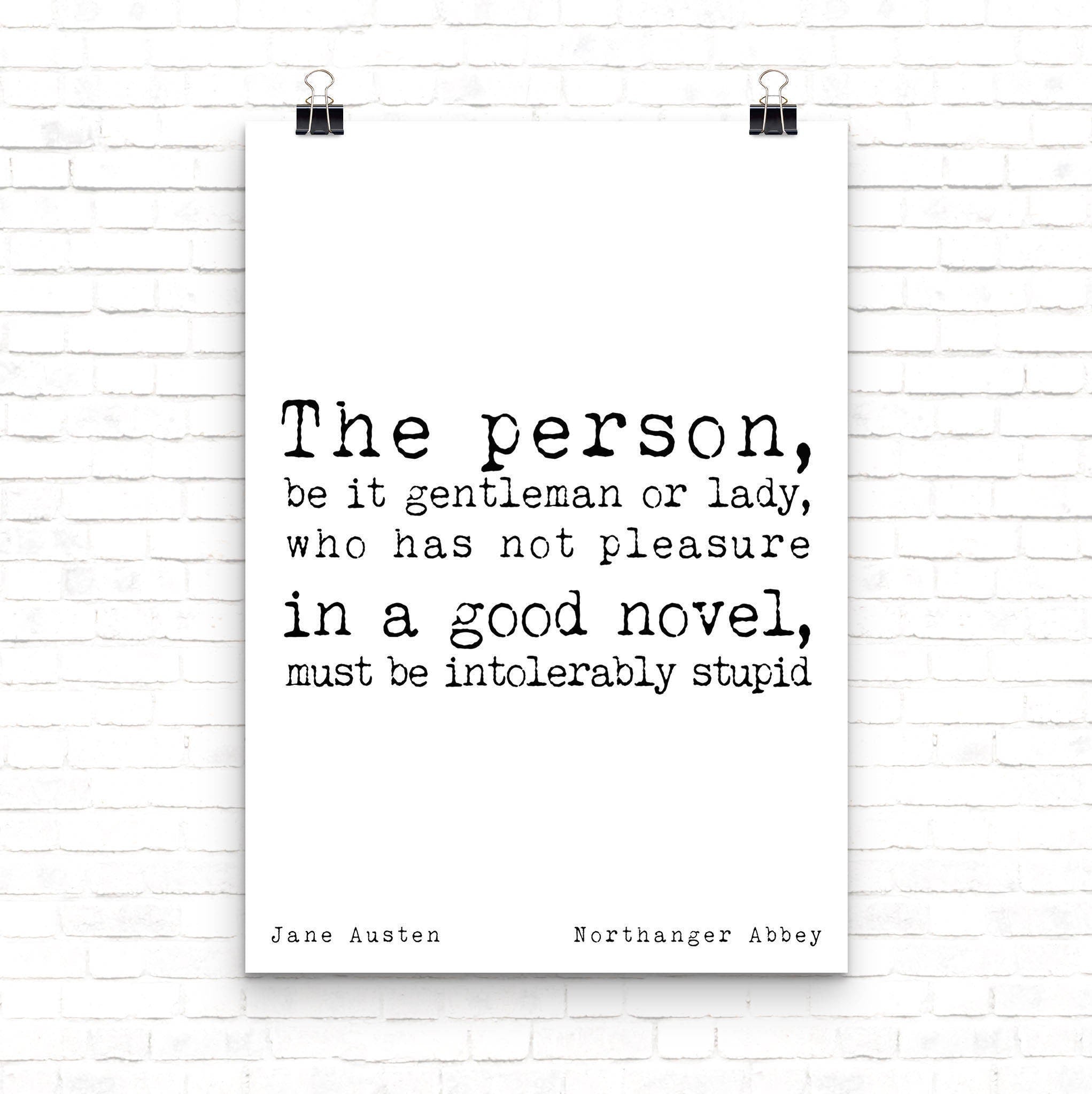 Jane Austen Quote Print, Northanger Abbey Literary Wall Art