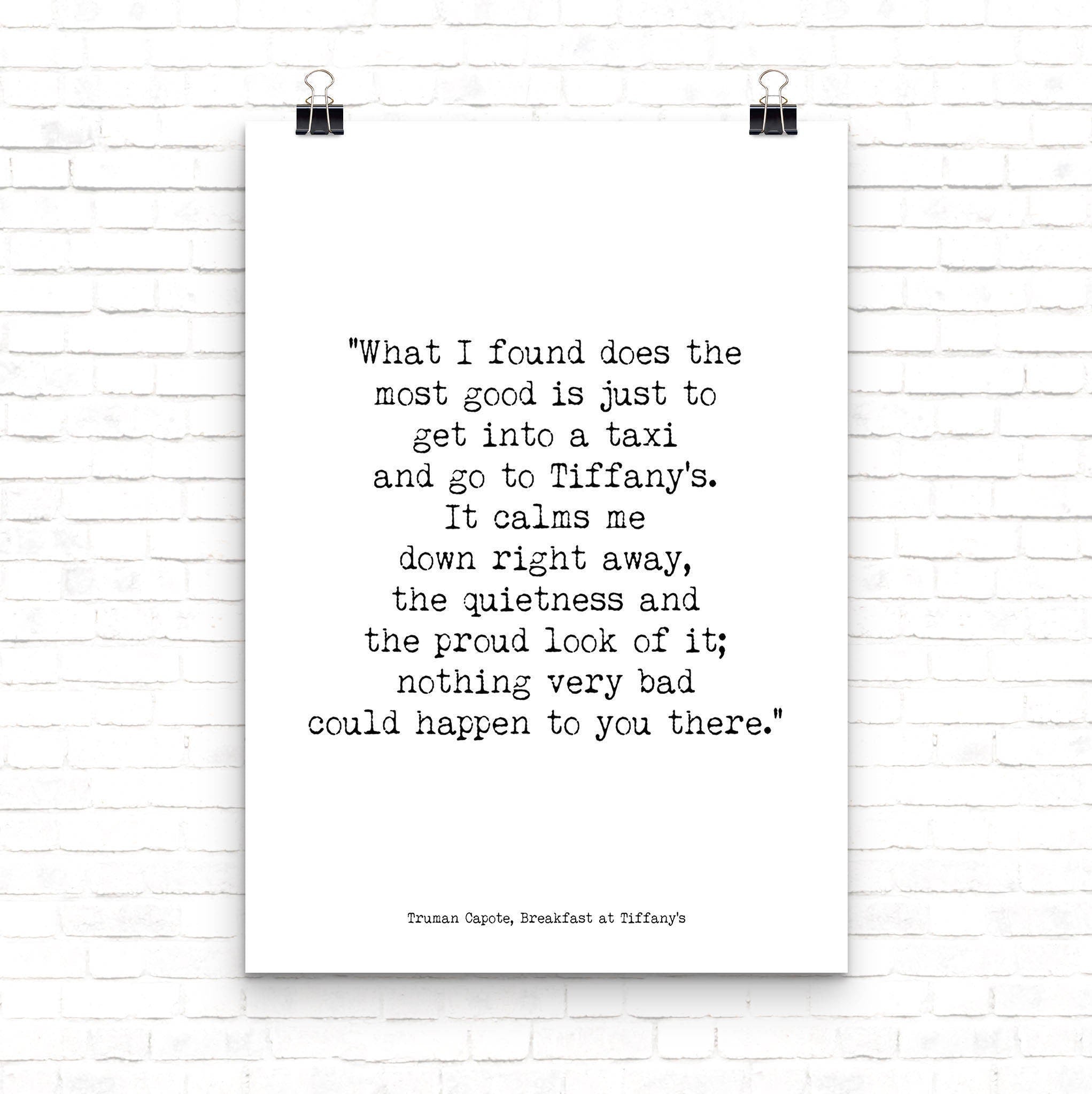 Breakfast at Tiffanys Quote, Audrey Hepburn Art