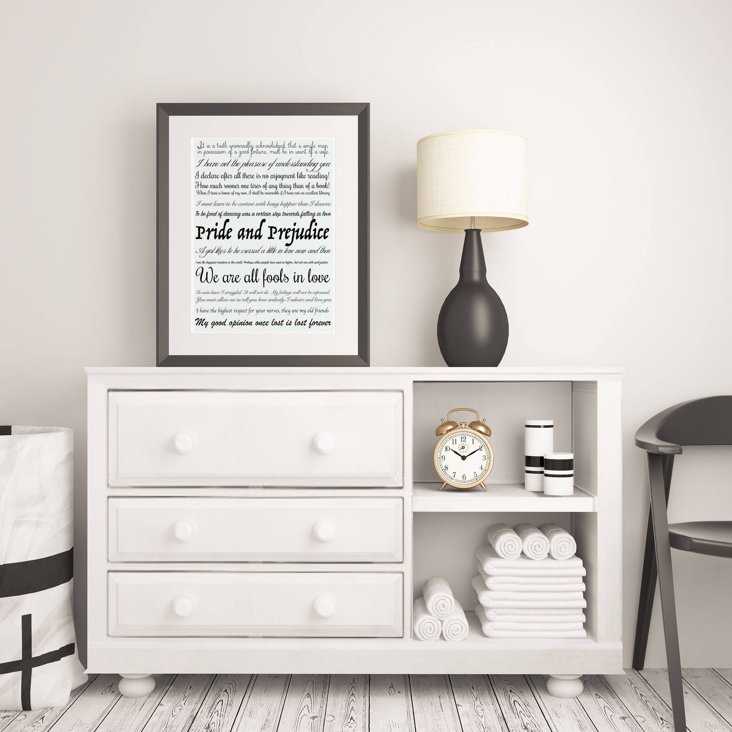 Pride And Prejudice Jane Austen Print For Bedroom Decor, Literary Art Quotes Home Decor