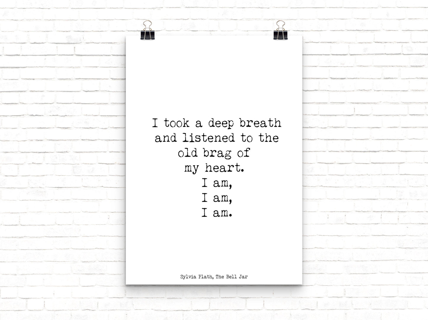 Sylvia Plath Literary Quote, The Bell Jar Plath quote print