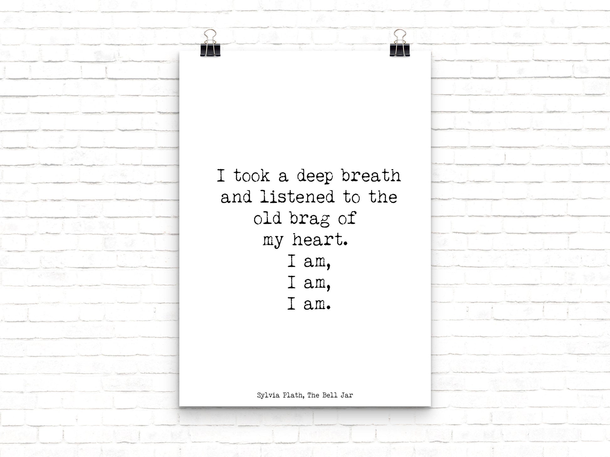 Sylvia Plath Literary Quote, The Bell Jar Plath quote print