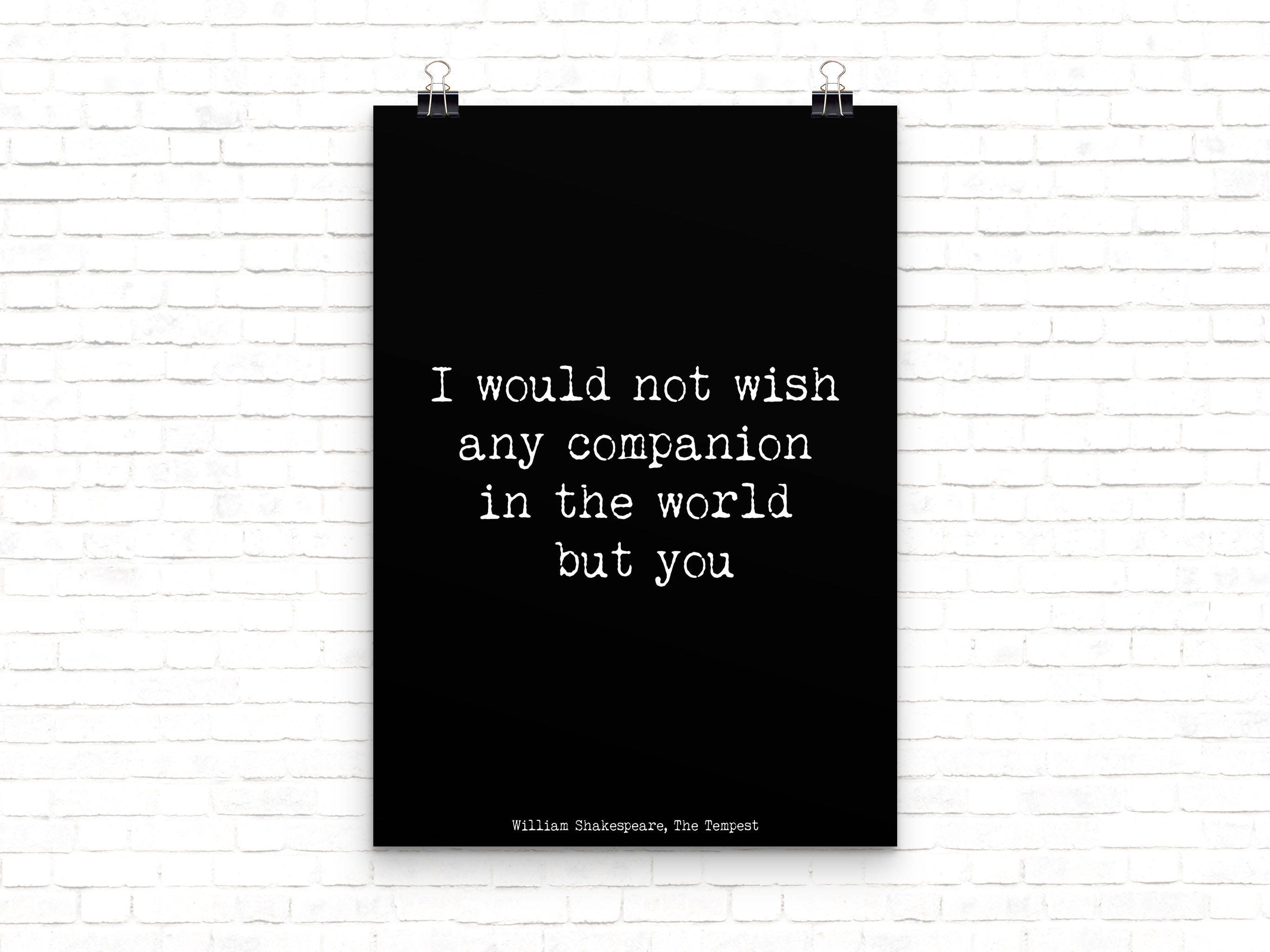 Shakespeare Quote From The Tempest, Love Quote Anniversary Gift Idea