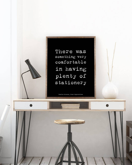 Dickens Quote Office Wall Art, Charles Dickens Black & White Home Office Decor