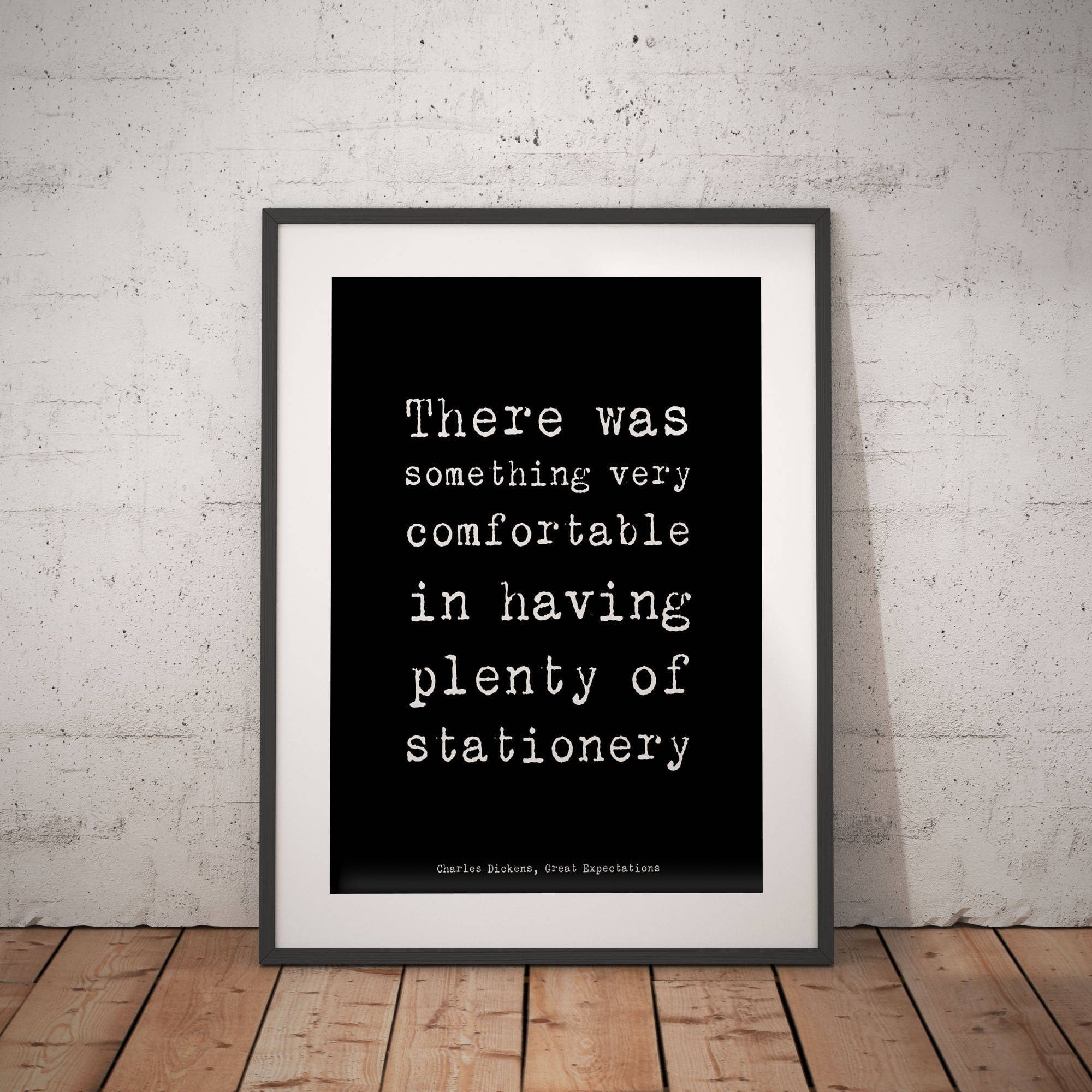 Dickens Quote Office Wall Art, Charles Dickens Black & White Home Office Decor