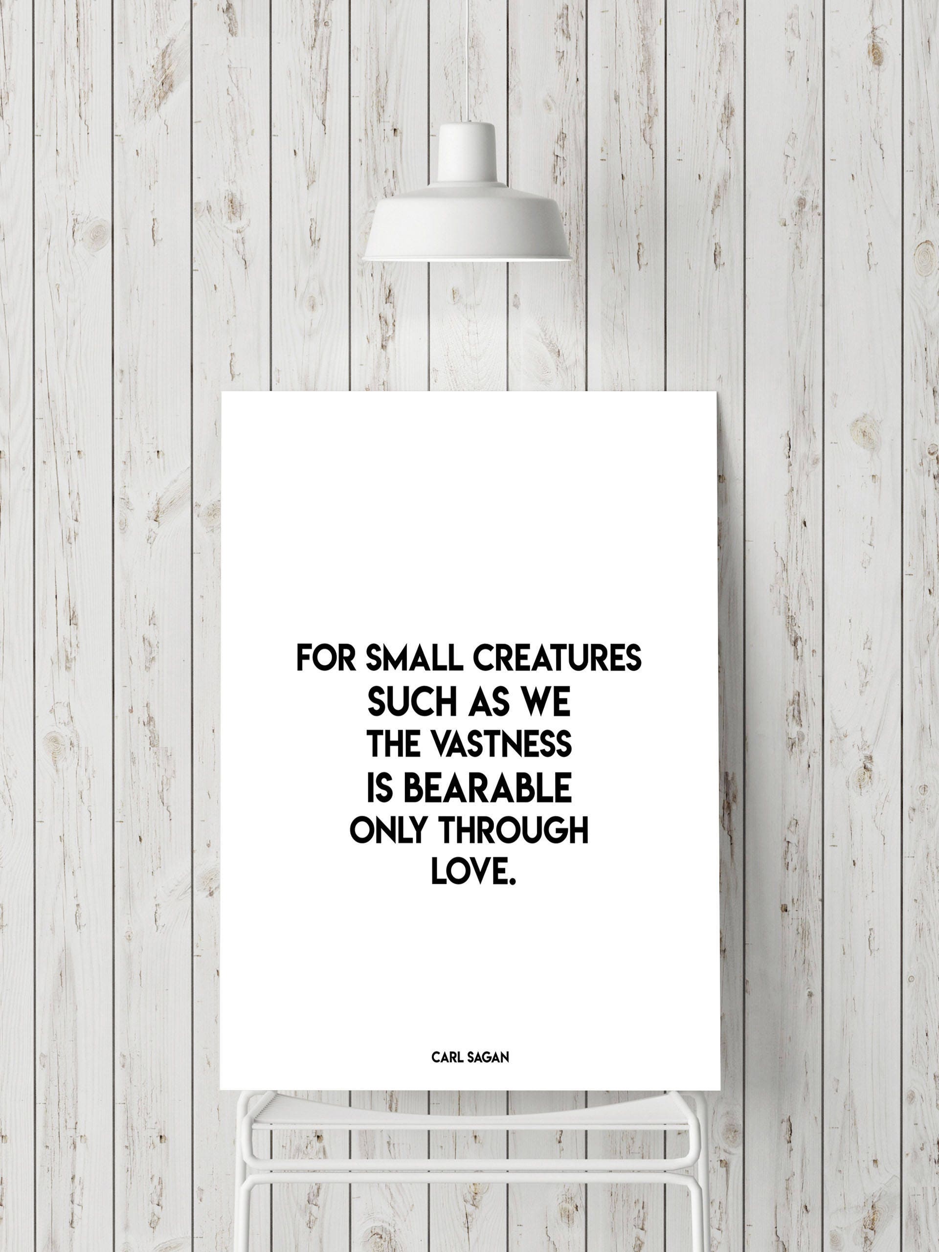 Carl Sagan Love Quote Print in Black & White, Literary Wall Decor