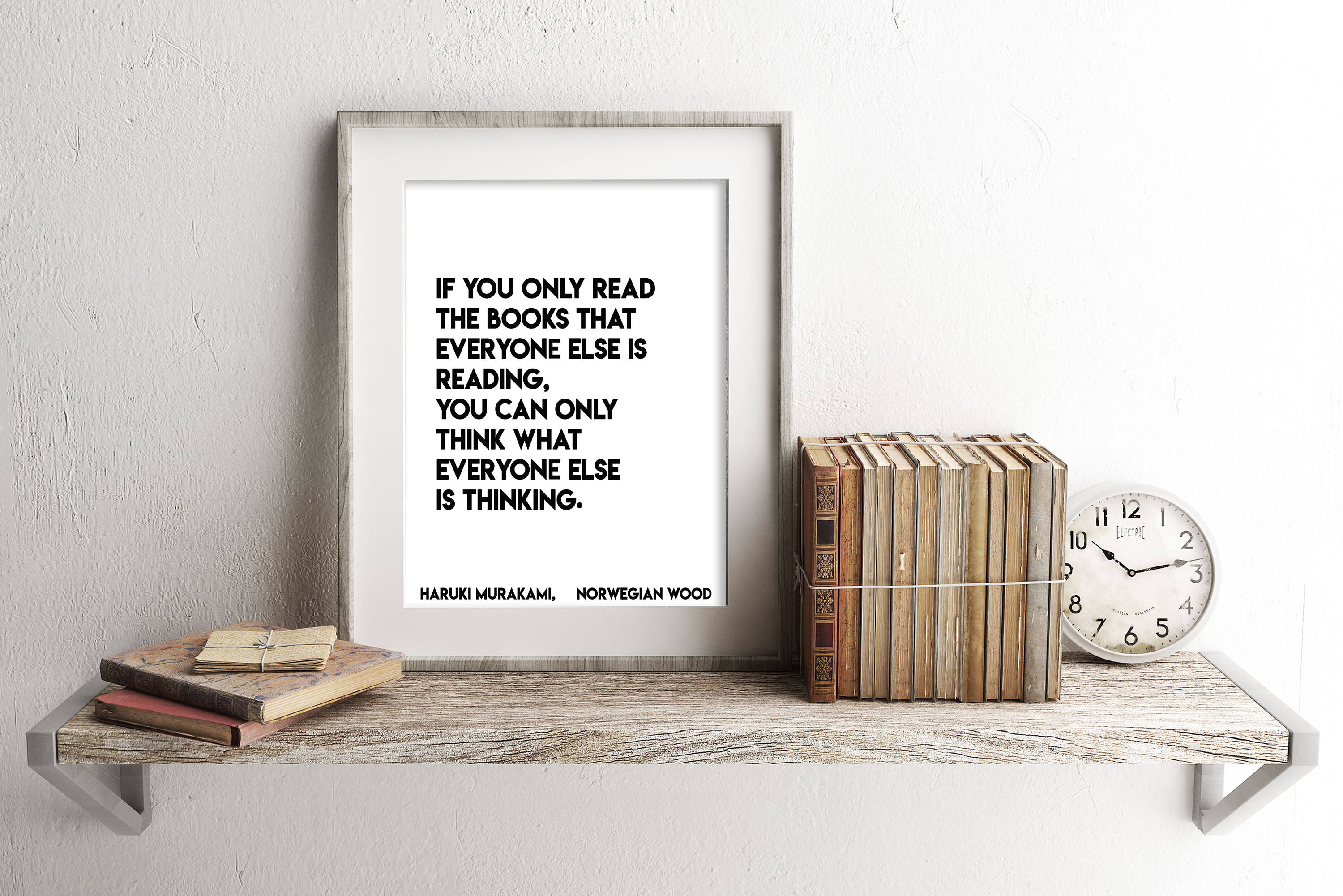 Haruki Murakami Quote Print in Black & White, Book Lover Gift, Wall Art Prints