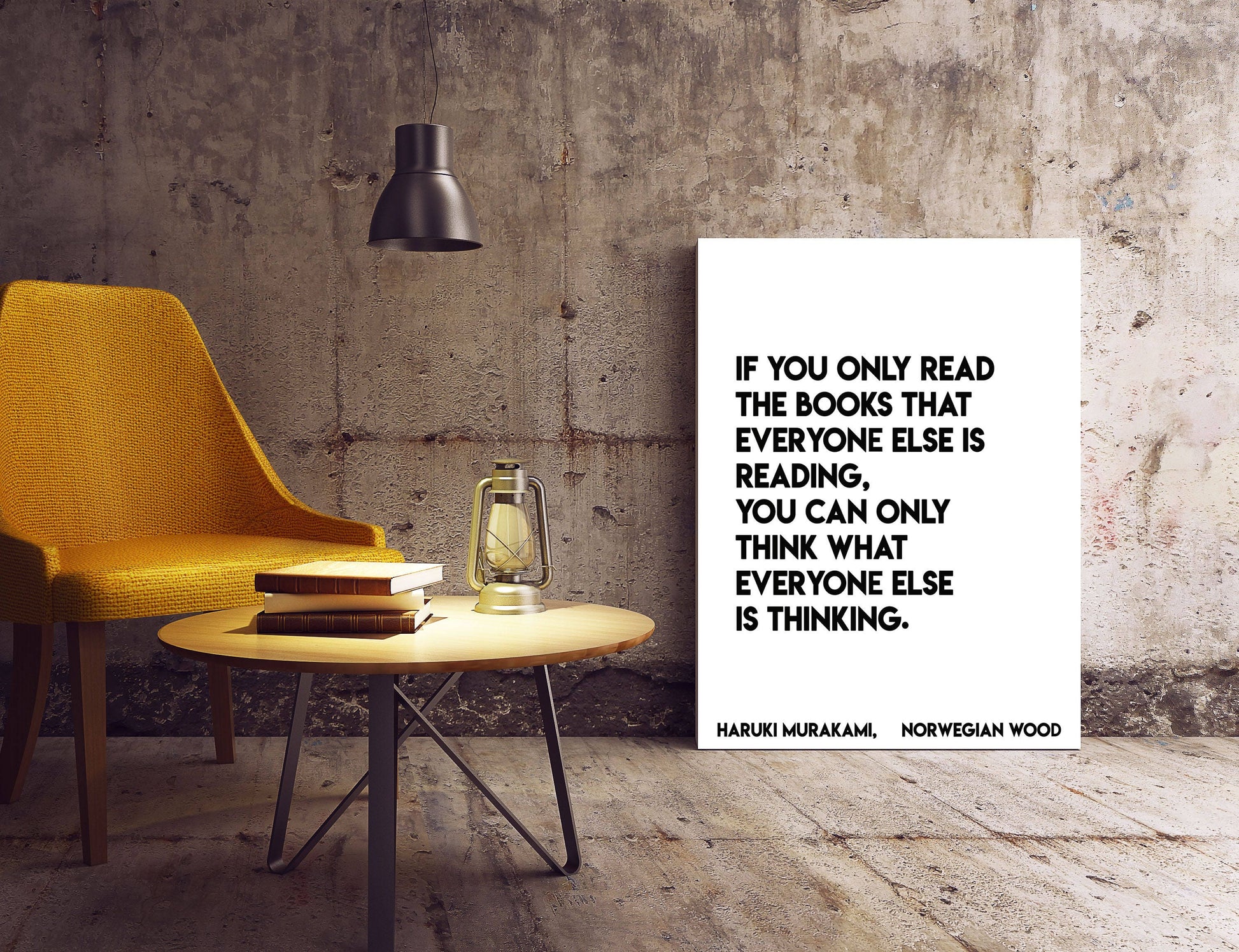 Haruki Murakami Quote Art Print – Modern Literary Wall Art, Minimalist Book Lover Decor