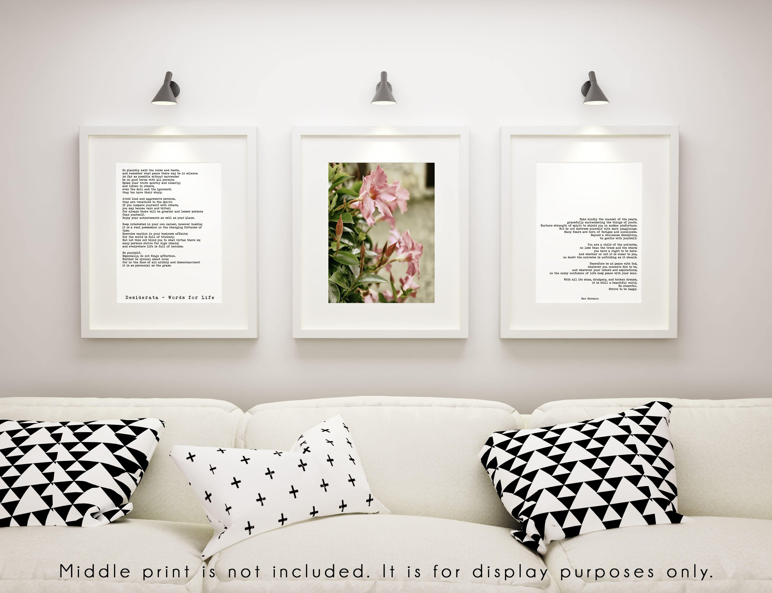 Desiderata poem print inspirational mental health wall art for therapist office wellness decor quote for calm mindful living retro style