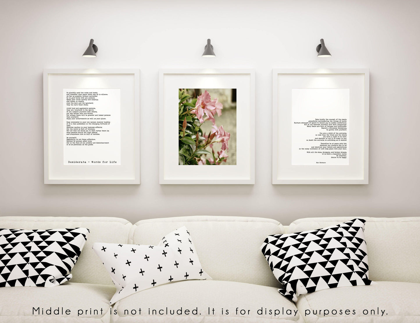 Desiderata Poem Wall Art - Wellness Decor Poetry Print Set Framed or Unframed