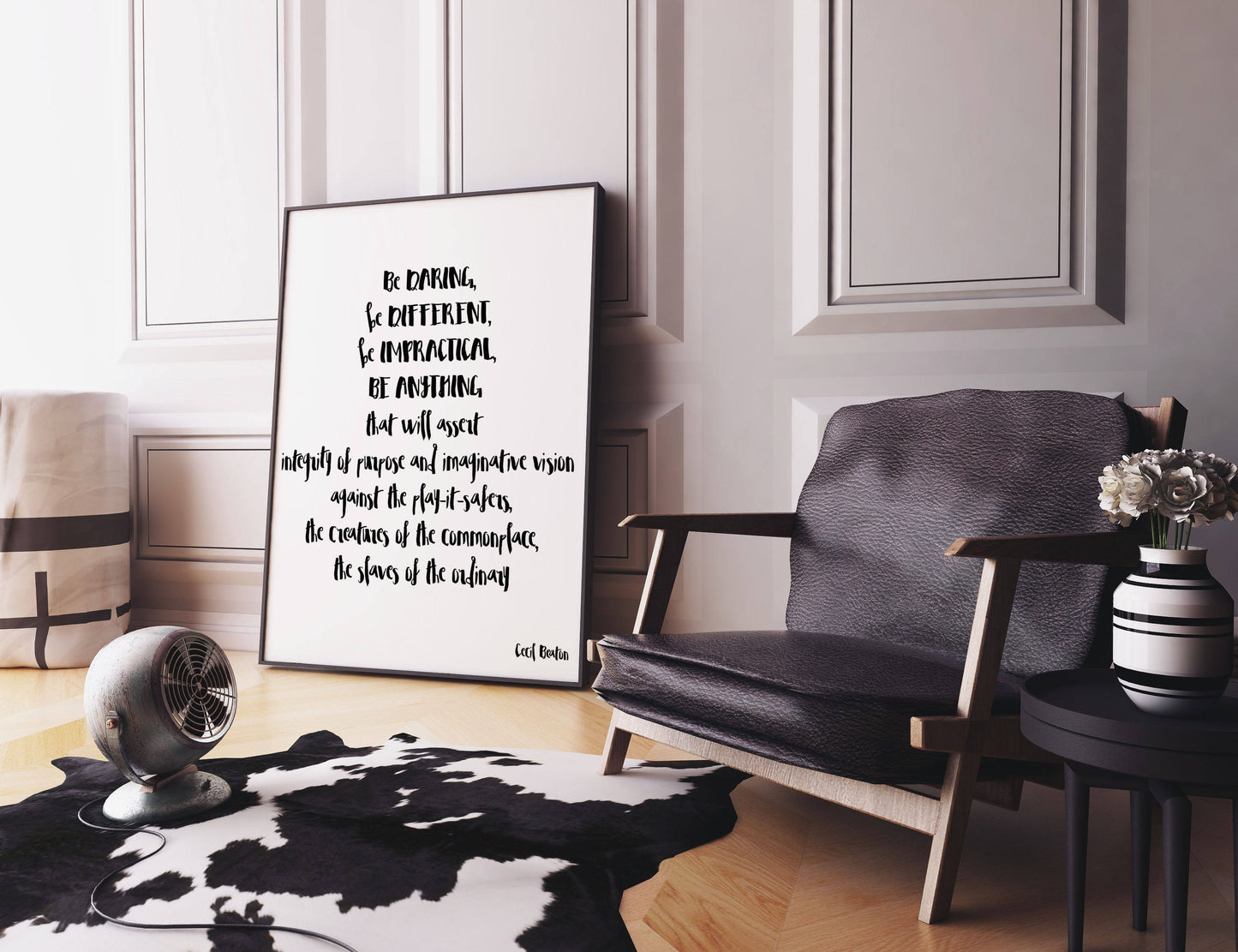 Framed Cecil Beaton Quote Print, Be Daring Be Different Typography Wall Art