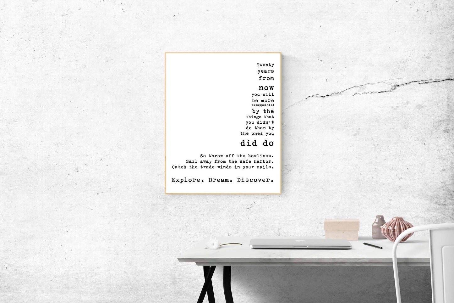 Mark Twain Quote Wall Art Explore Dream Discover Poster Twenty Years From Now Print Motivational Literary Decor Digital Or Physical