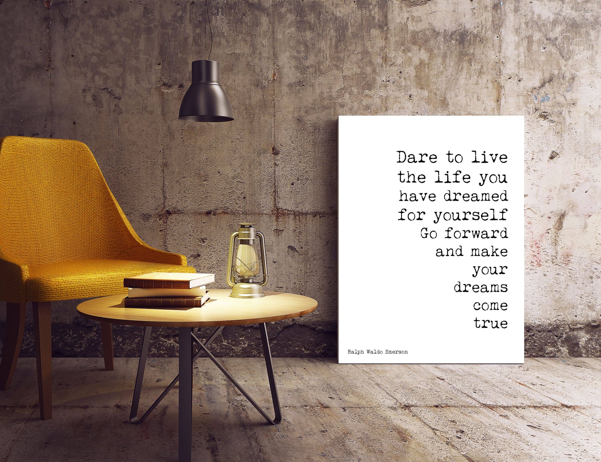 Ralph Waldo Emerson Quote Print Dare to Live the Life You Dreamed Wall Art