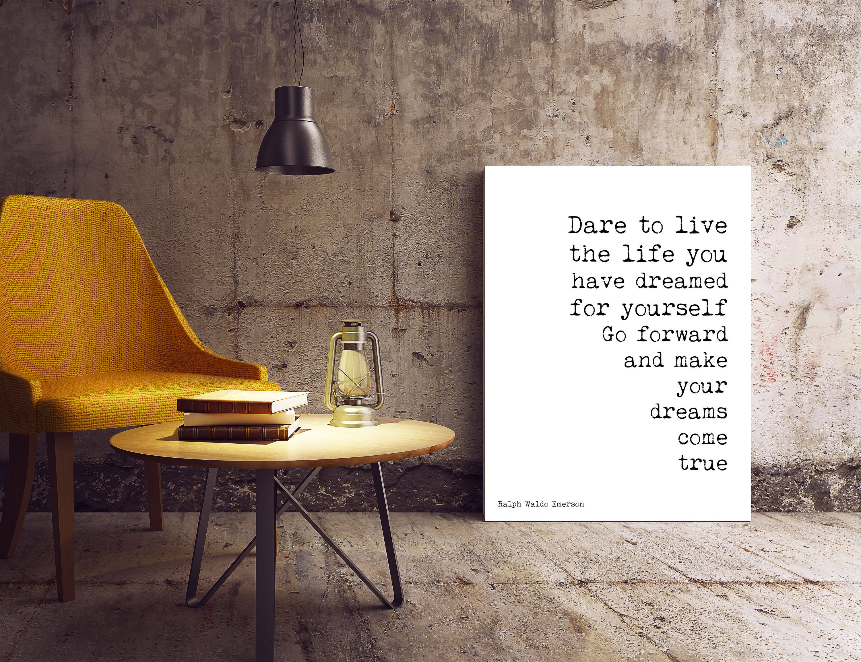 Ralph Waldo Emerson Positive Quote, Dare to Live Black and White Art