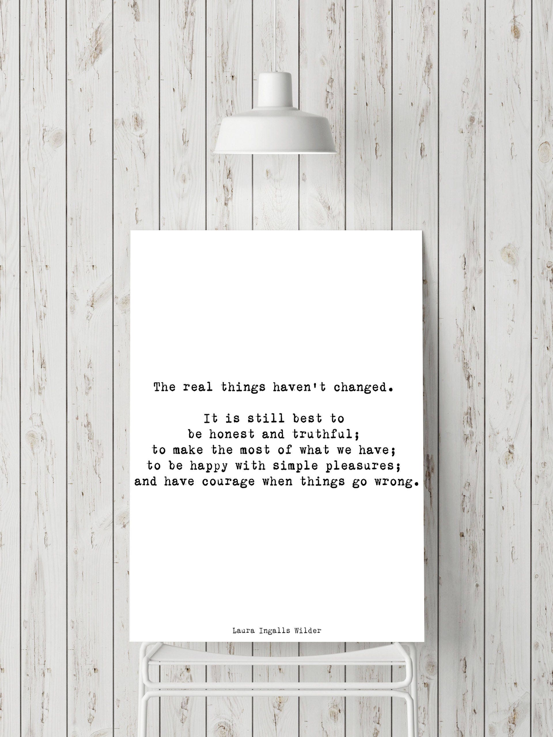 Laura Ingalls Wilder The Real Things Literary Quote Art Framed & Unframed Wall Prints