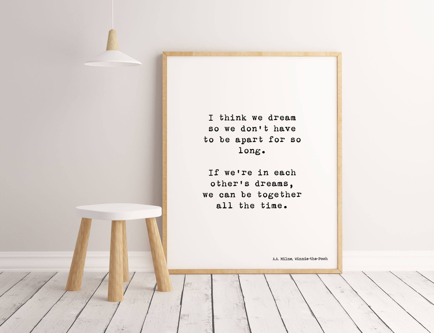 Winnie the Pooh Dream Quote Print – AA Milne Framed or Unframed Art Decor