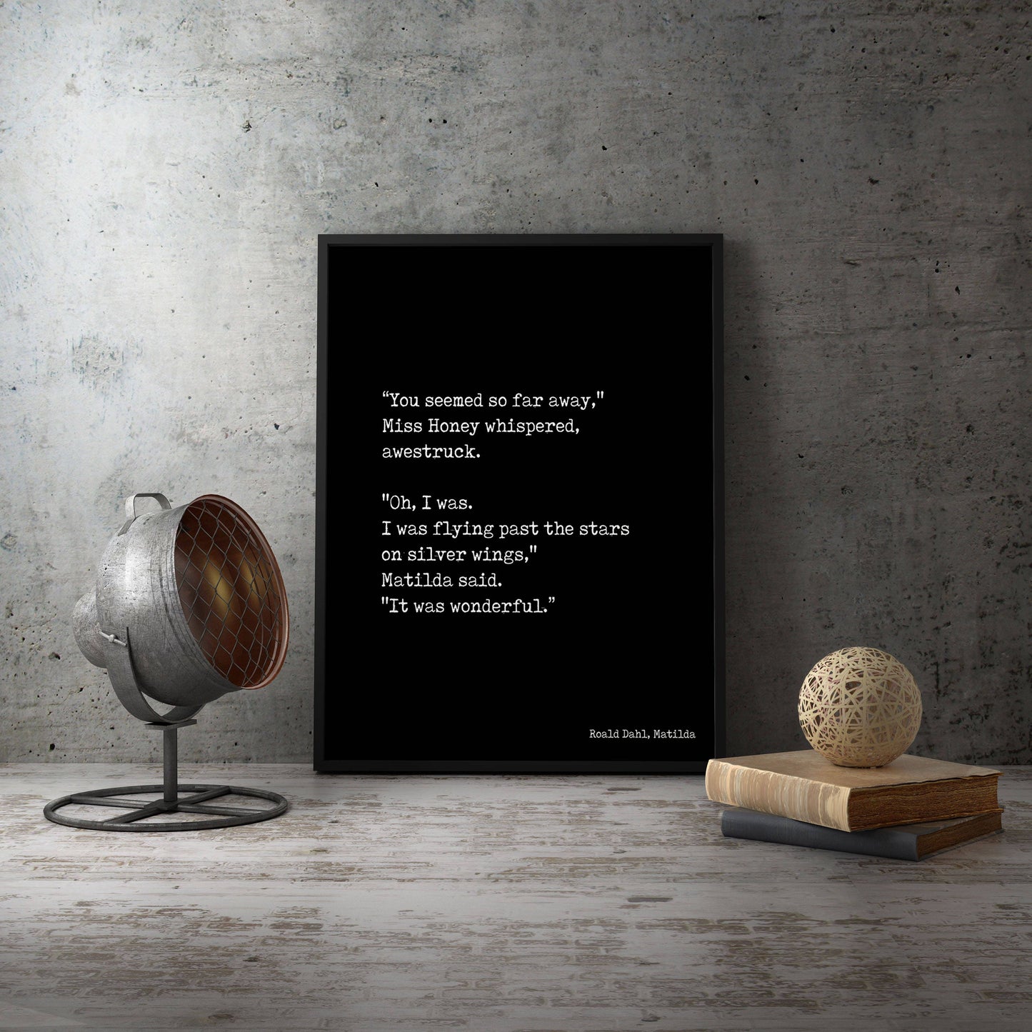 Roald Dahl Framed Literary Art - Matilda Quote Print Minimalist Wall Decor