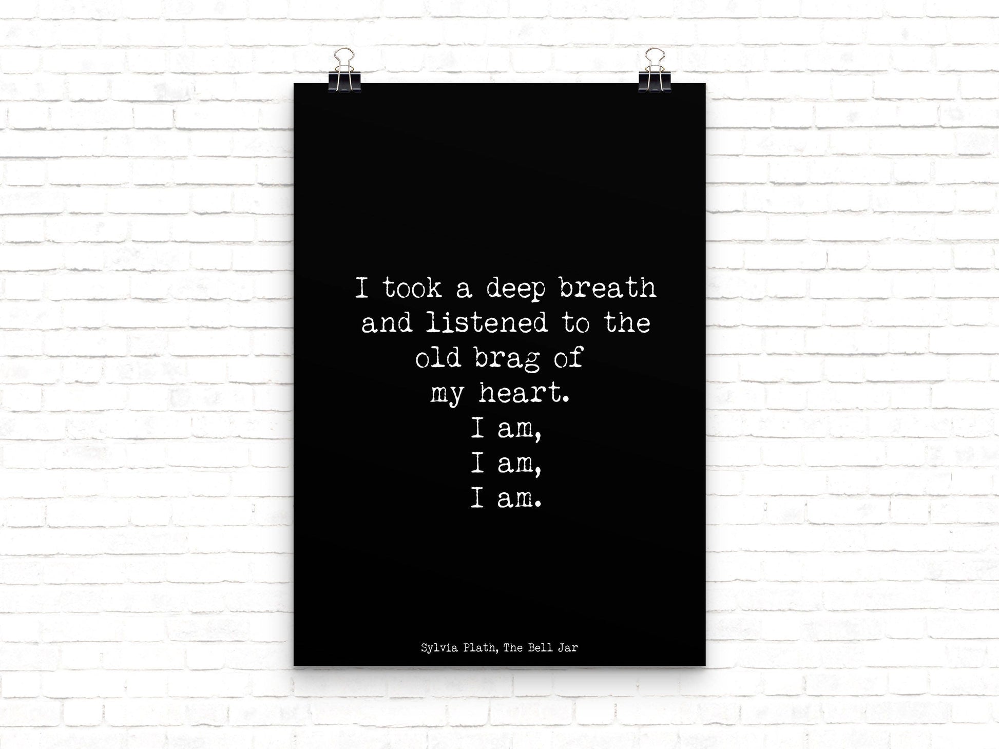 Sylvia Plath Literary Quote, The Bell Jar Plath quote print