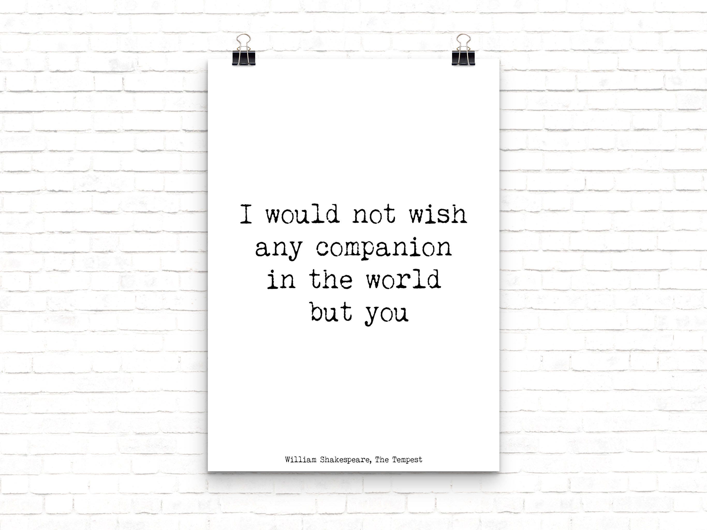 Shakespeare Quote From The Tempest, Love Quote Anniversary Gift Idea