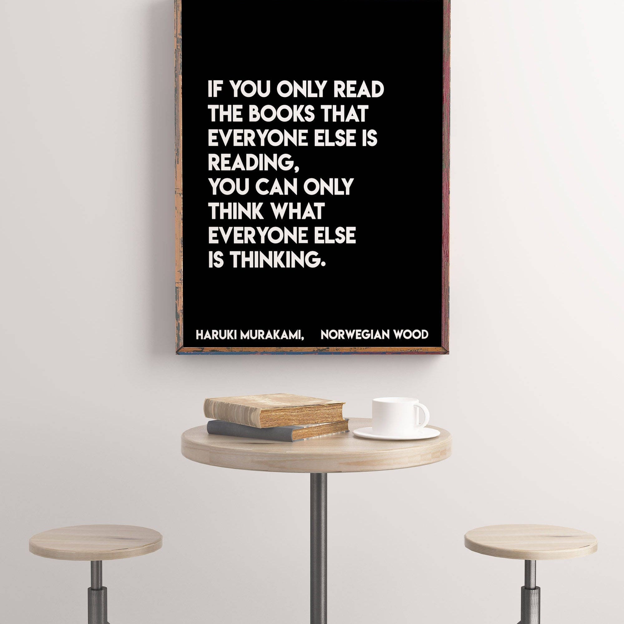 Haruki Murakami Quote Art Print – Modern Literary Wall Art, Minimalist Book Lover Decor
