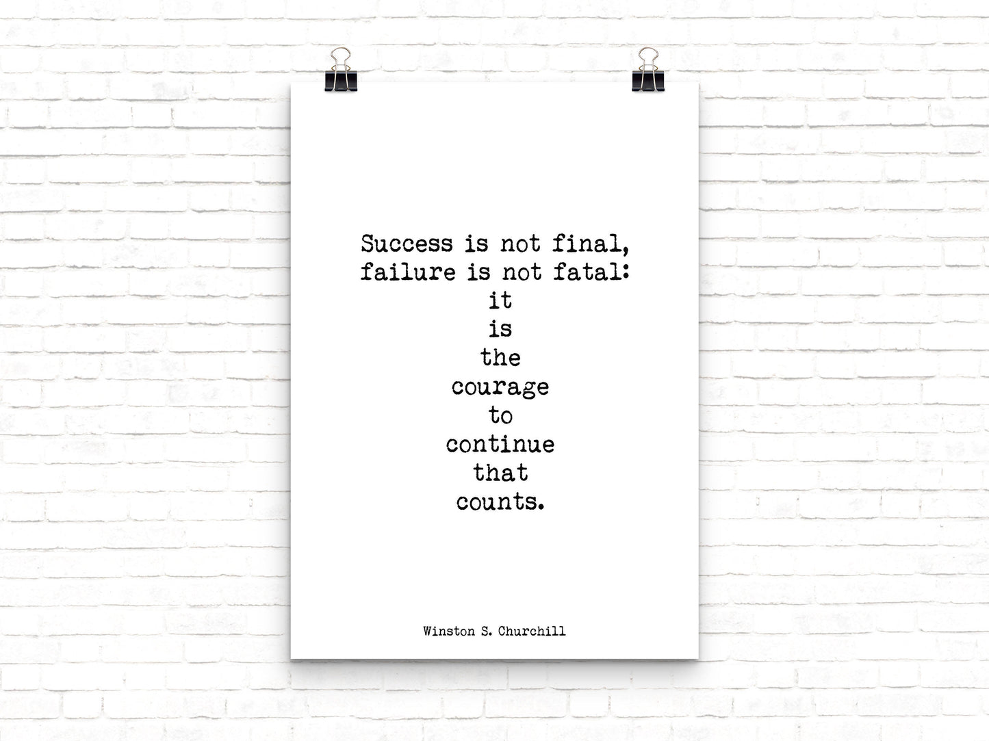 Inspirational print, Winston Churchill Courage Quote Print