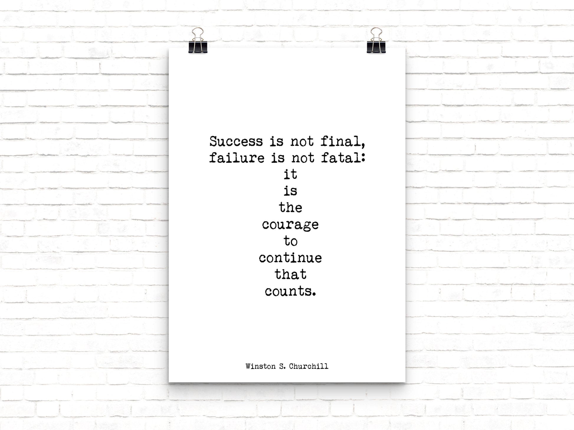 Inspirational print, Winston Churchill Courage Quote Print