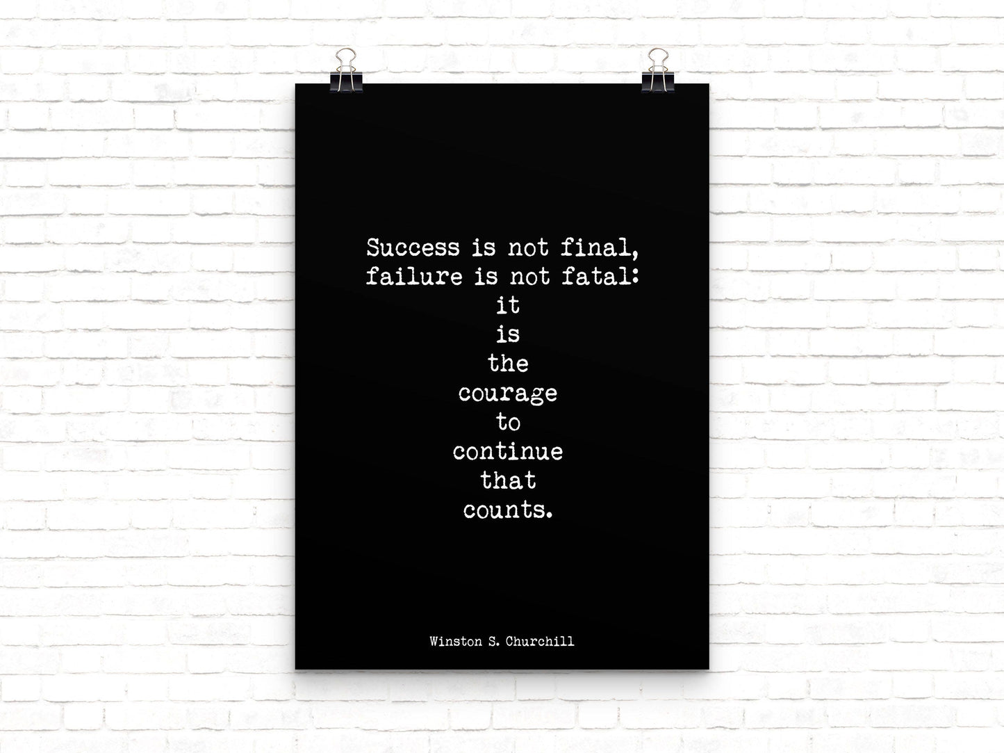 Inspirational print, Winston Churchill Courage Quote Print
