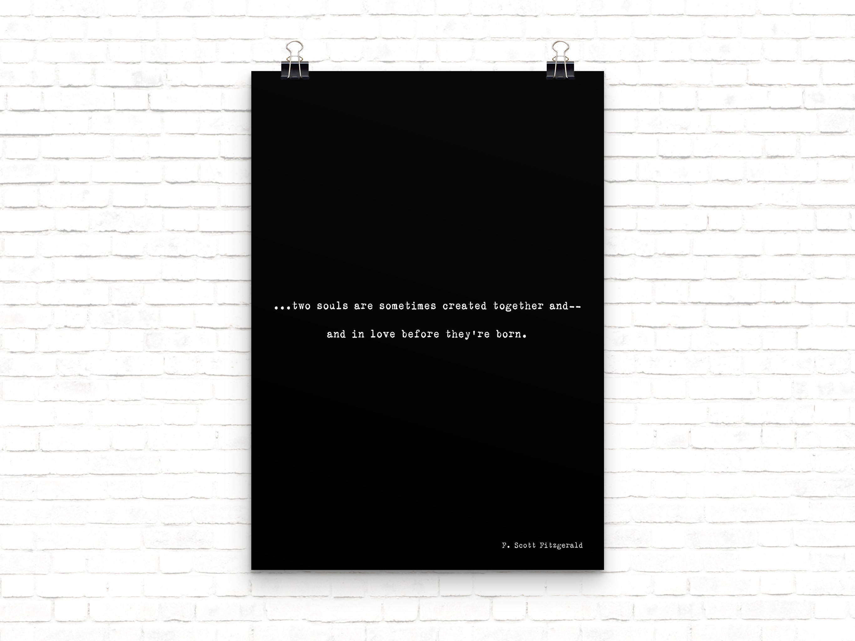 Love Quote Print, F Scott Fitzgerald Romantic Wall Print Black & White