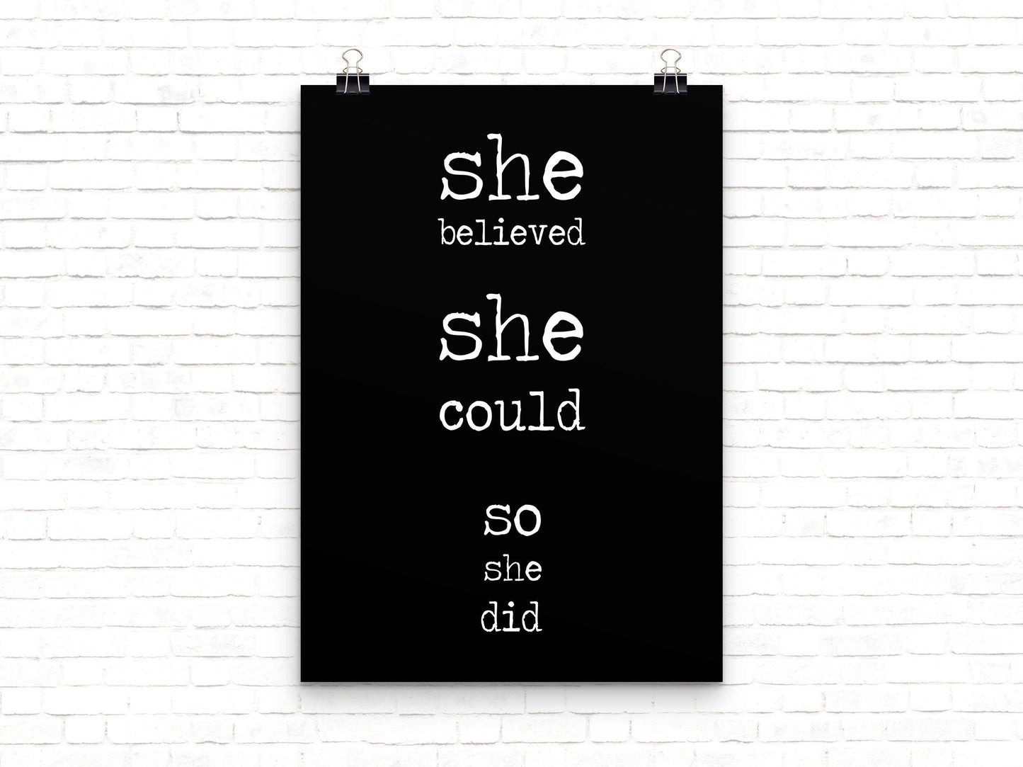 She Believed She Could So She Did Print, Daily Motivation Wall Art Decor
