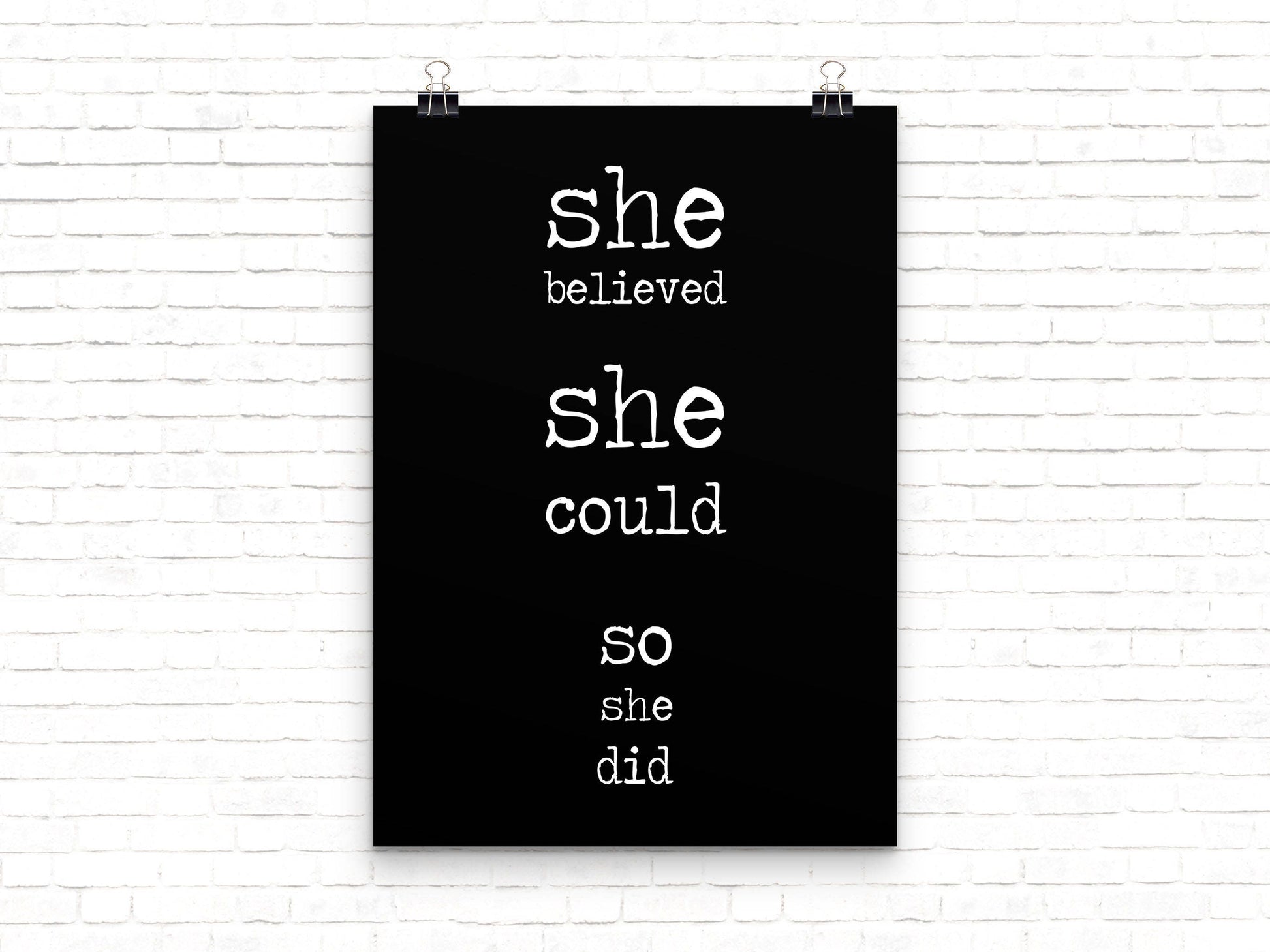 She Believed She Could So She Did Print, Daily Motivation Wall Art Decor