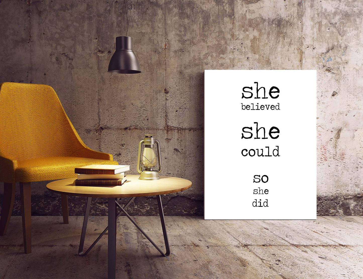 She Believed She Could So She Did Print, Daily Motivation Wall Art Decor