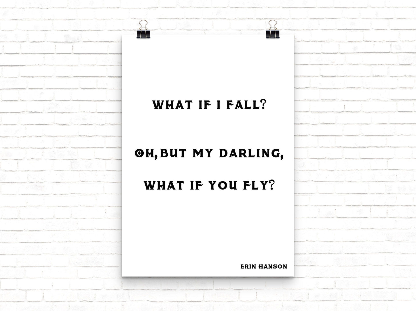 Erin Hanson Quote Print What If You Fly, Inspirational Literary Wall Art