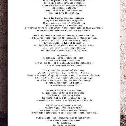 Desiderata Canvas Art, Max Ehrmann Black & White Inspirational Canvas Wall Art Prints