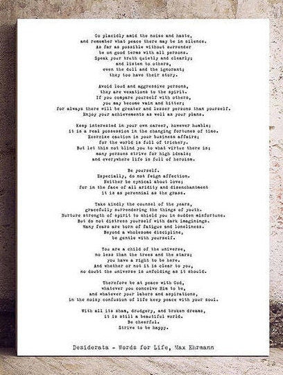 Desiderata Canvas Art, Max Ehrmann Black & White Inspirational Canvas Wall Art Prints