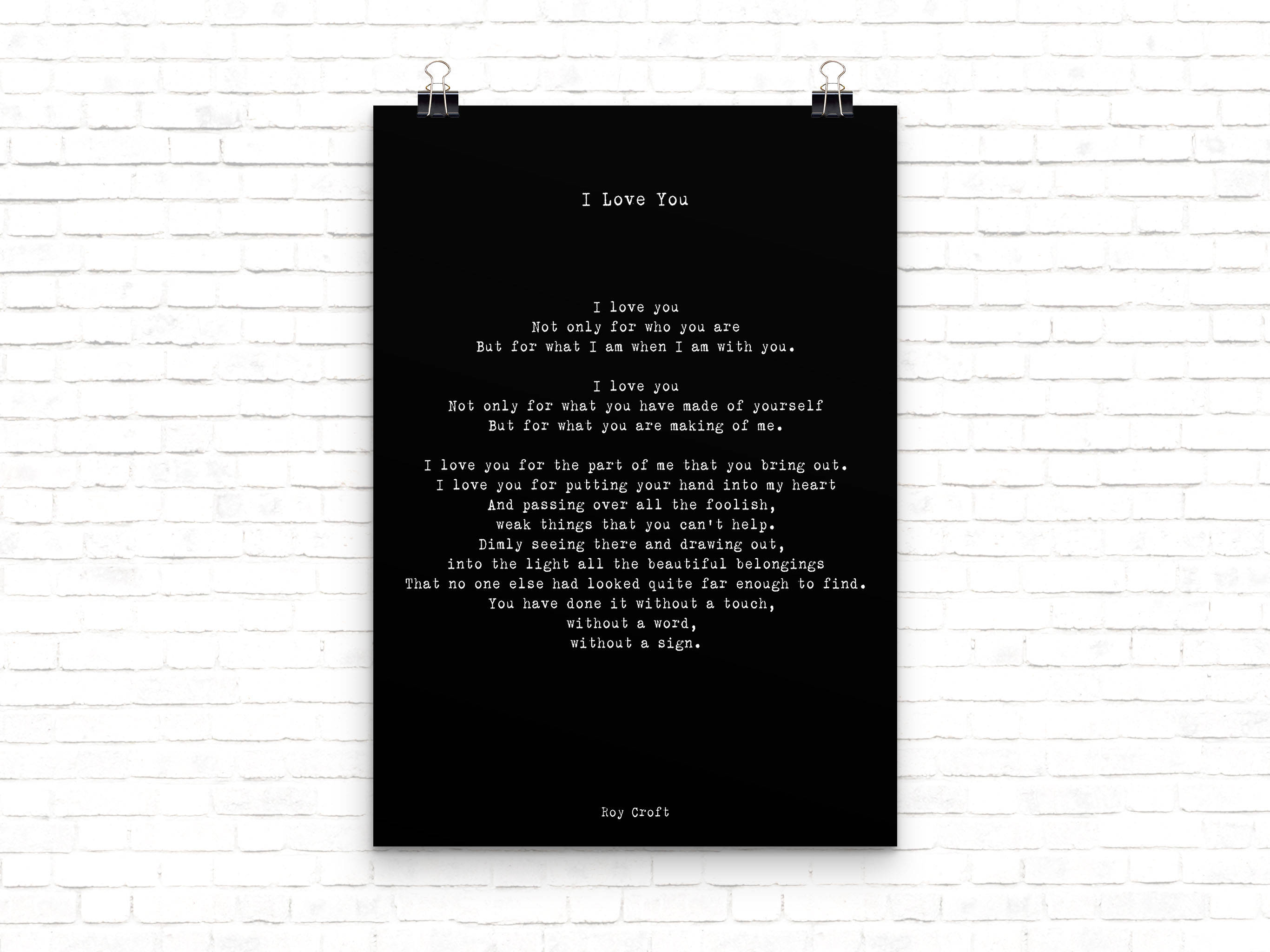 I Love You Poem, Wedding Poem or Engagement Gift Idea
