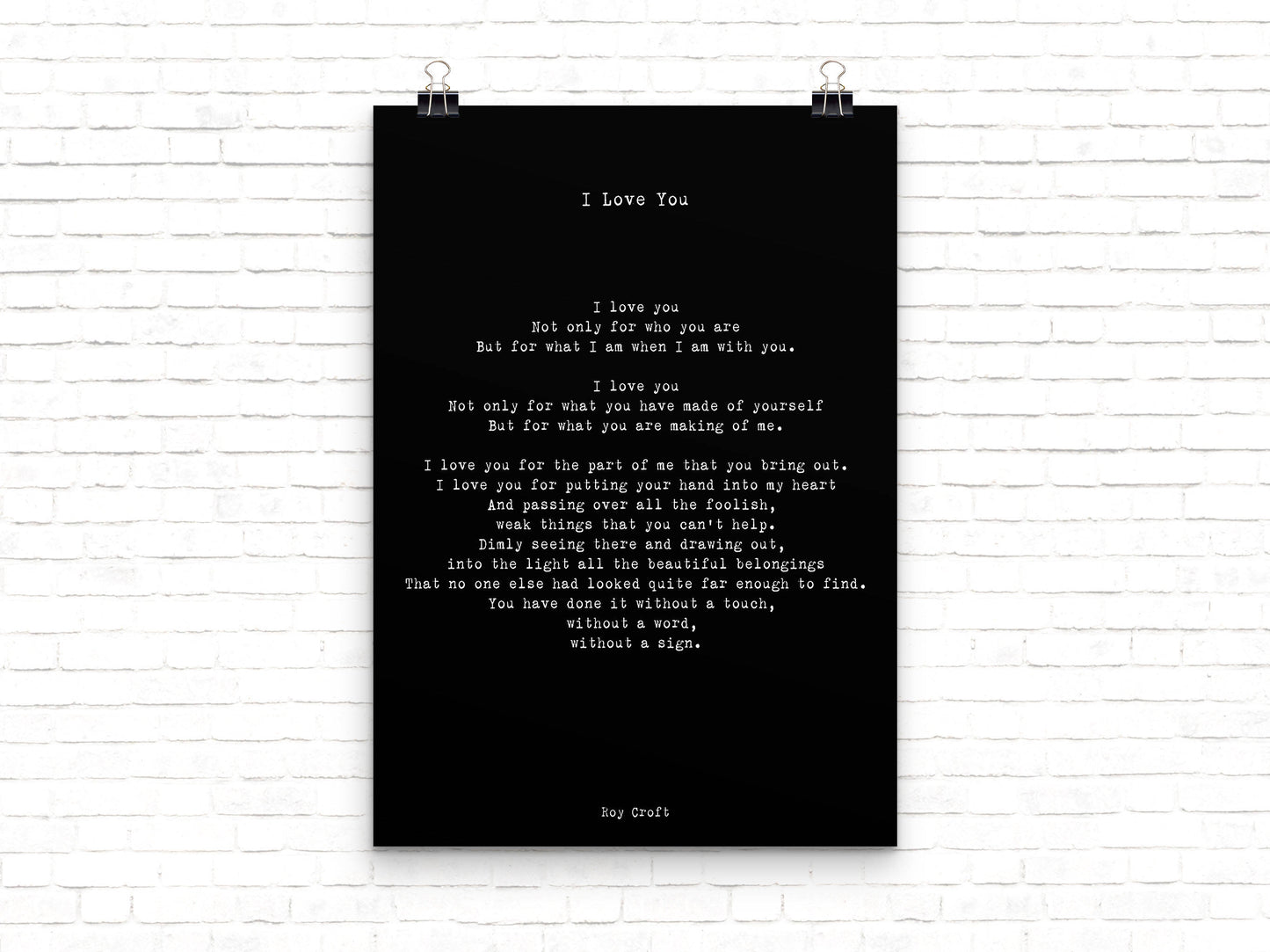 I Love You Poem, Wedding Poem or Engagement Gift Idea