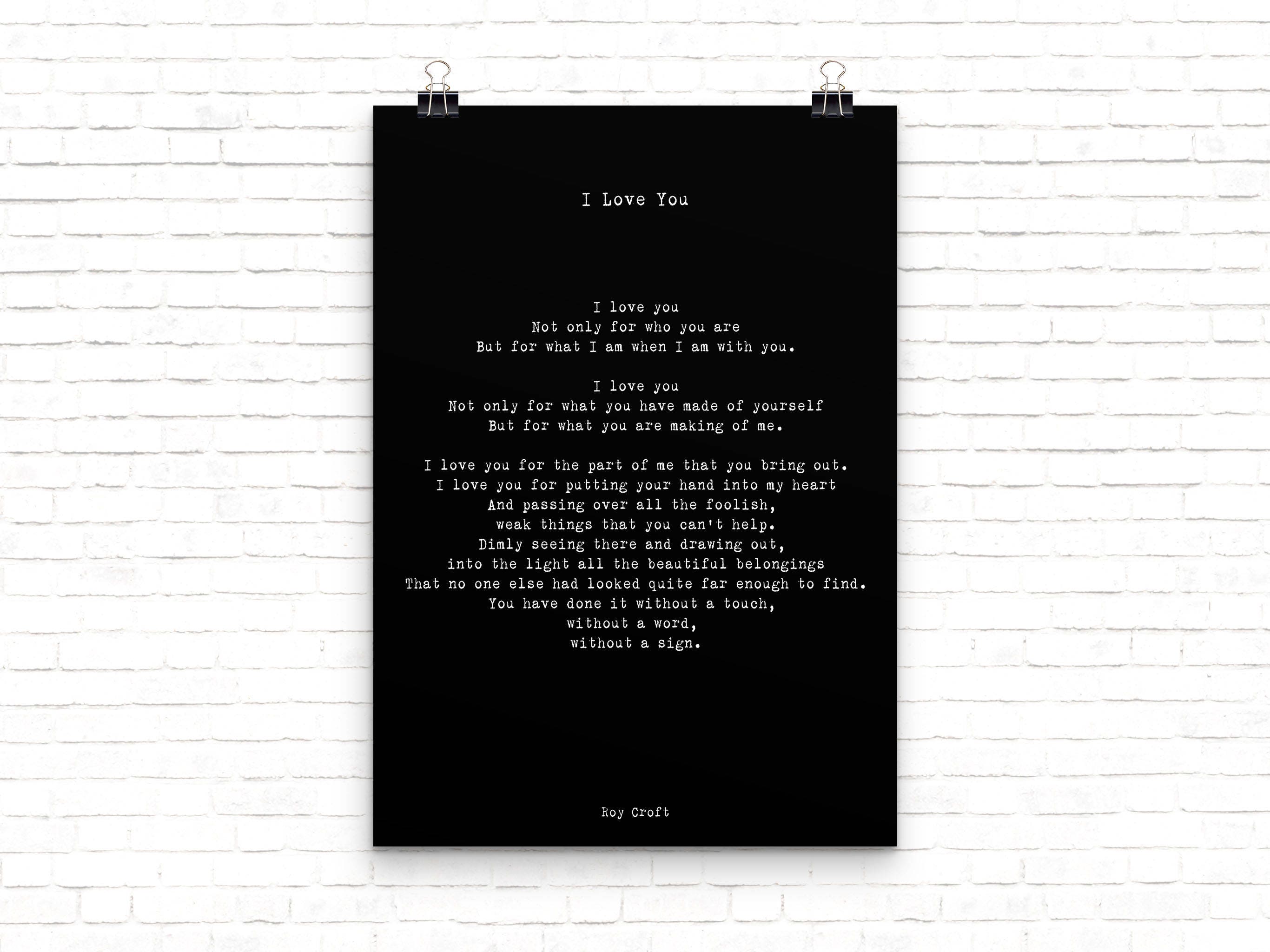 I Love You Poem, Wedding Poem or Engagement Gift Idea