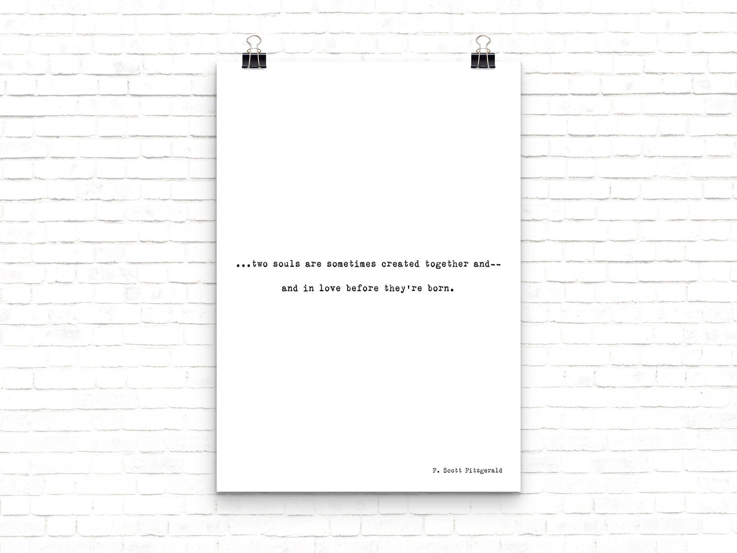 Love Quote Print, F Scott Fitzgerald Romantic Wall Print Black & White