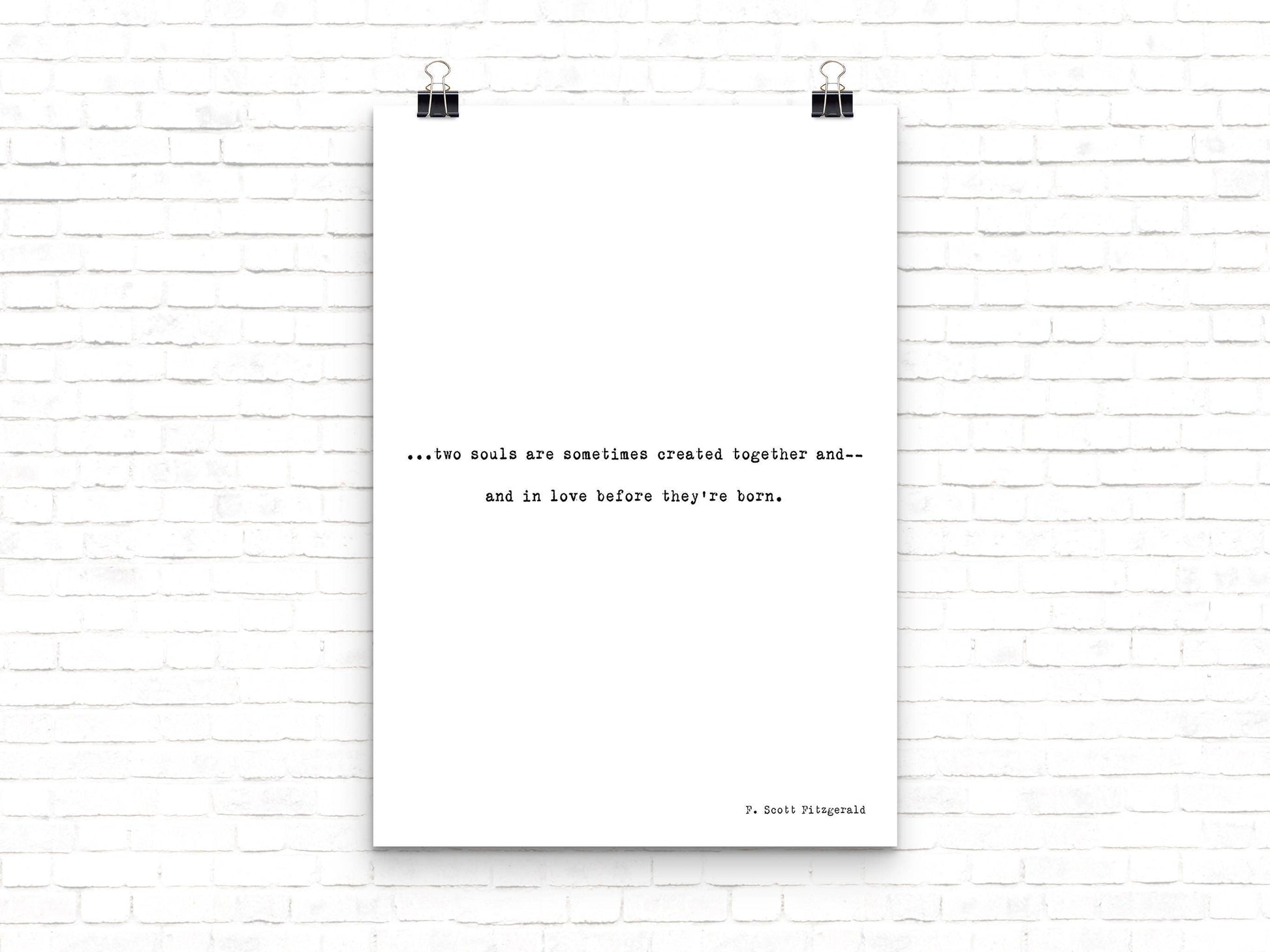 Love Quote Print, F Scott Fitzgerald Romantic Wall Print Black & White