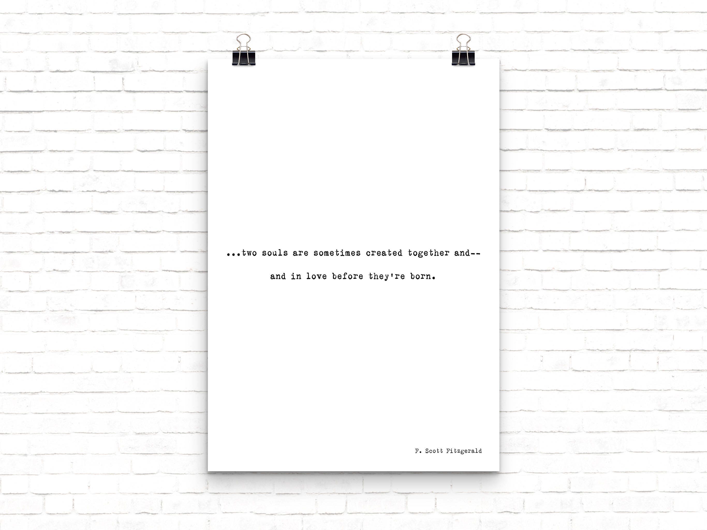 Love Quote Print, F Scott Fitzgerald Romantic Wall Print Black & White