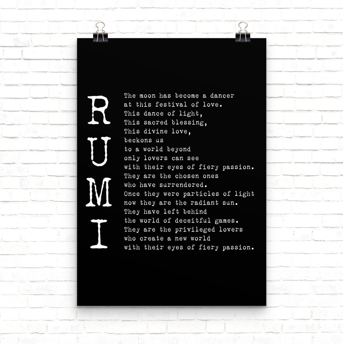 Rumi Poem Wall Art Print Festival of Love Quote, Divine Love Sufi Poetry Poster