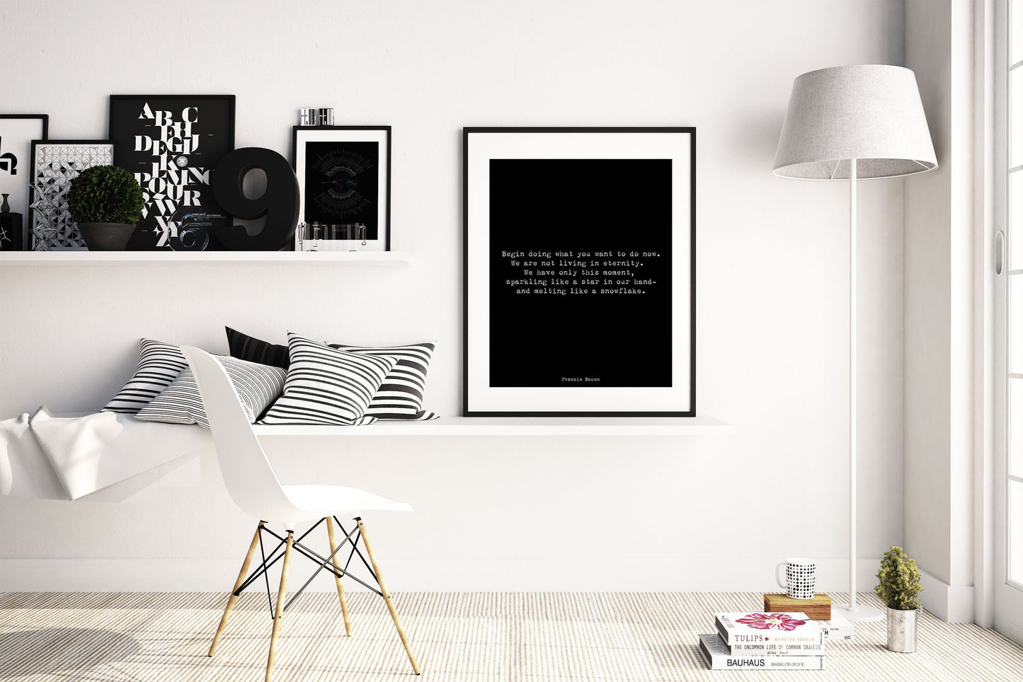 Francis Bacon Life Quote Inspirational Print Gift, Typography Quote Print Black & White Unframed or Framed Art