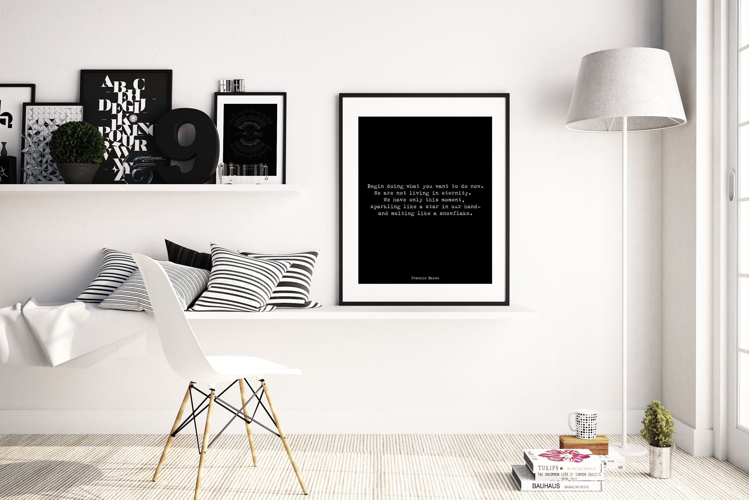 Francis Bacon Life Quote Inspirational Print Gift, Typography Quote Print Black & White Unframed or Framed Art