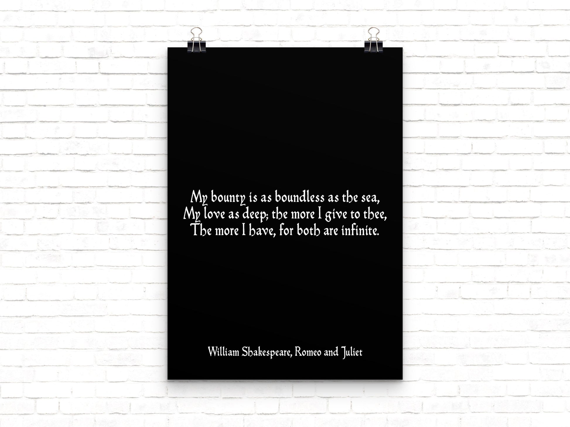 Romeo and Juliet Wall Art Print, Black & White Art
