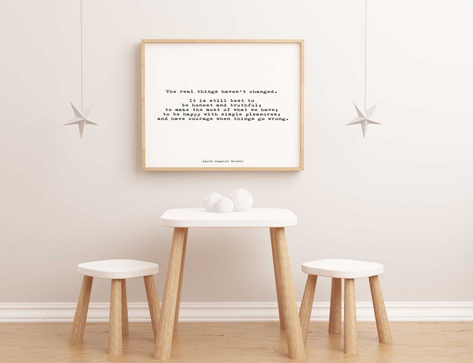 Laura Ingalls Wilder Quote Print Simple Living Values, Real Things Haven’t Changed