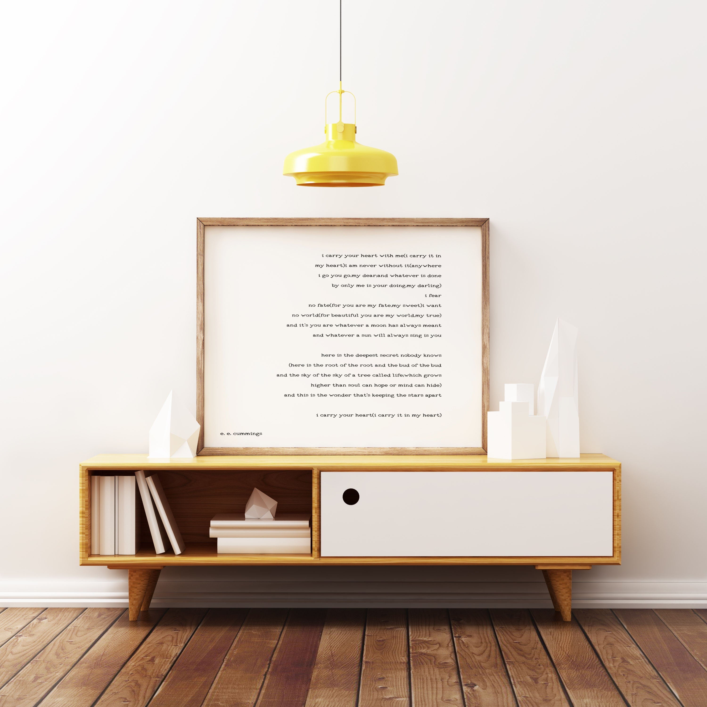 e e cummings I carry your heart Wall Art Print in Black and White, Unframed and Framed Art