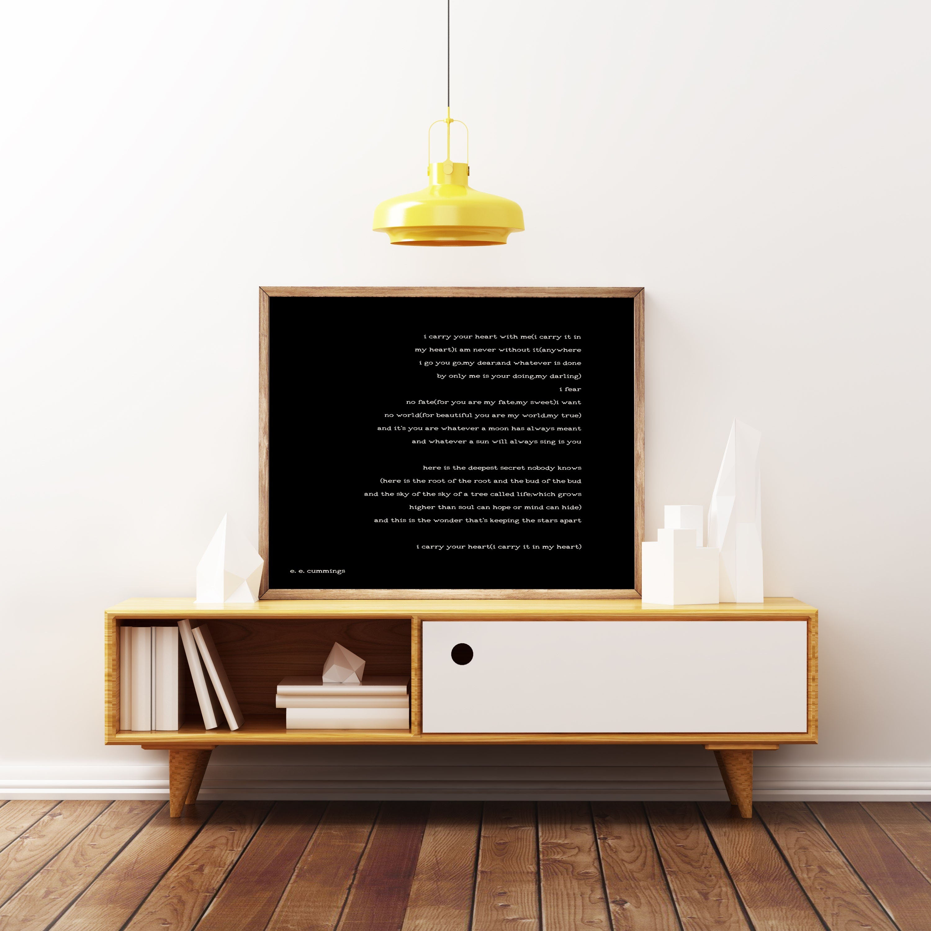 e e cummings I carry your heart Wall Art Print in Black and White, Unframed and Framed Art